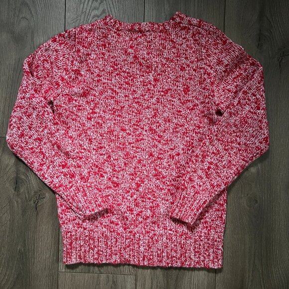LL Bean cableknit red and white 100% cotton crewneck sweater Womens XS - Picture 4 of 4